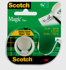 3M Scotch Magic CLEAR TAPE Matte Finish Invisible 3/4" W x 300" L 1 pk 105