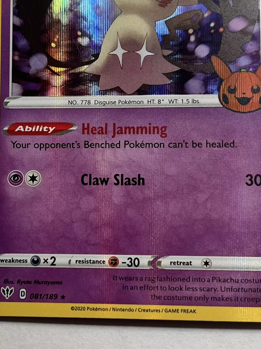 Pokemon Card Mimikyu 081/189 Holo Rare Trick Or Trade Halloween