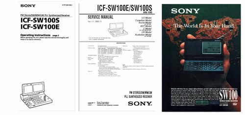 SONY ICF-SW100S INSTRUCTION + SERVICE MANUALS + COLOR ADVERTISEMENT