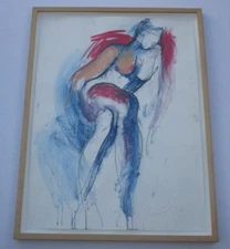 VINTAGE NUDE MODEL PAINTING SIGNED MYSTERY FEMALE WOMAN ABSTRACT EXPRESSIONISM