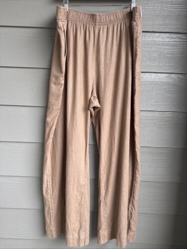 Abercrombie & Fitch Cotton Linen Ultra Wide Leg Pants Brown Beige Tan Size XL
