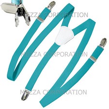 New Kid's Boy's girl's Vesuvio Napoli Suspenders Braces clip on formal Aqua Blue