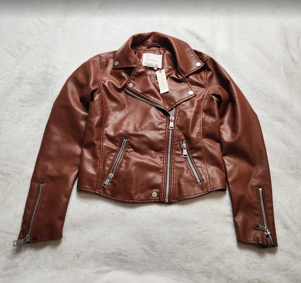 New women's XXS Anthropologie The Saige faux-leather moto jacket