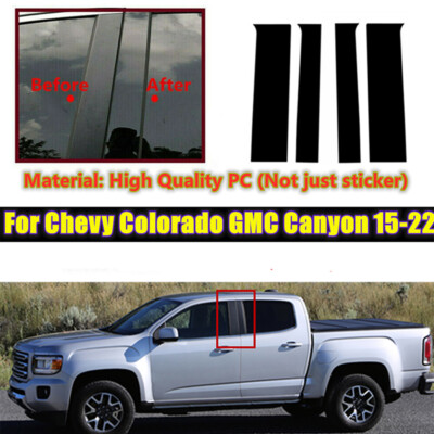 4x For Chevy Colorado GMC Canyon 2015-2022 Black Pillar Posts Door Window Cover