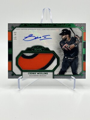 2024 Topps Tier One Cedric Mullins Jumbo 3 Color Patch Auto #36/49