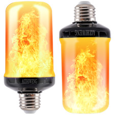 Led Flame Light Bulb, 2 Pack E26 Flickering Light Bulbs with 4 Modes Flickering