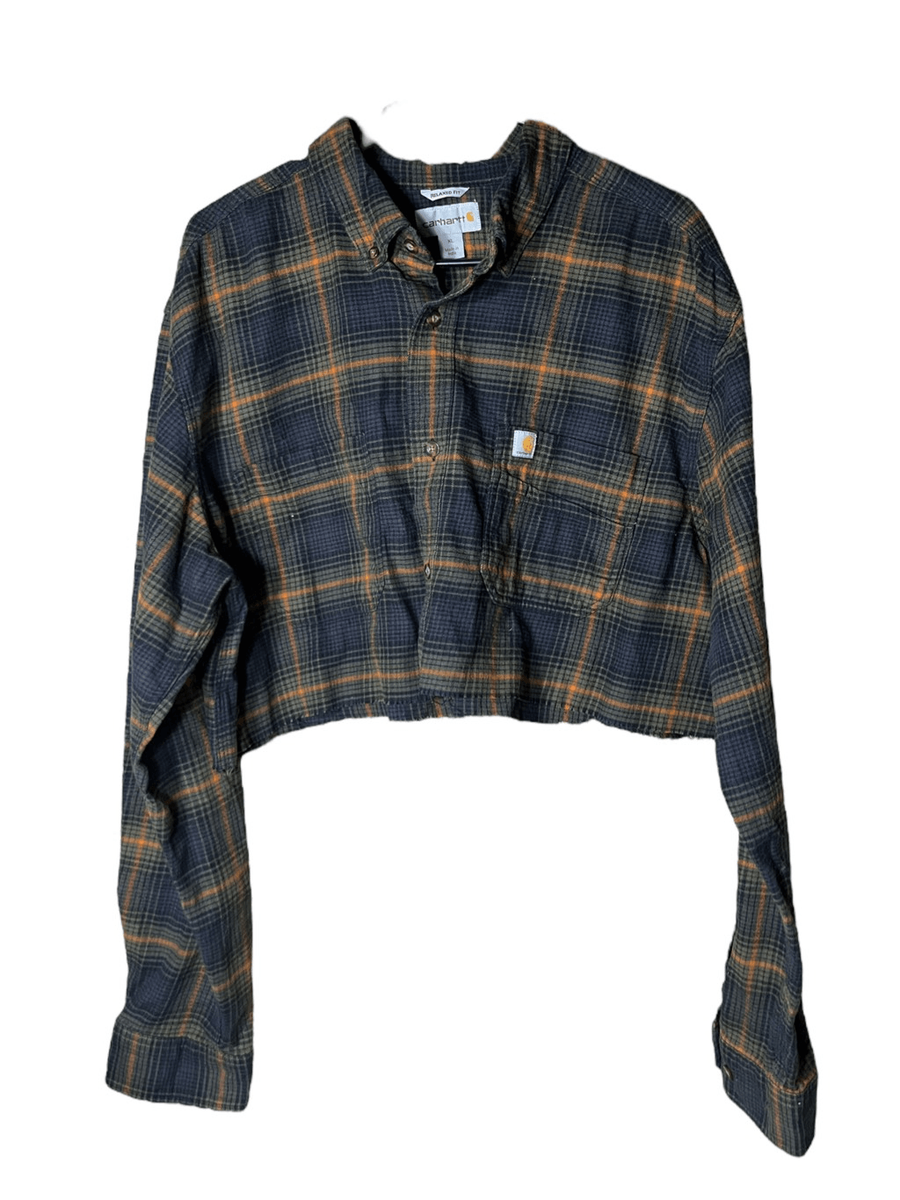 Carhartt Relaxed Fit Plaid Cropped Long Sleeve Button Down Shirt