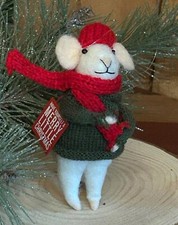 Cute Needle Felted Mouse Christmas Holiday gift Felt ornament Merry Christmas