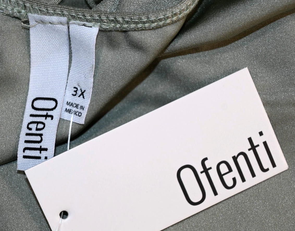 Ofenti Pullover Shinny Green Cropped Tank Plus Size 3X NWT Nylon & Spandex