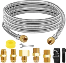 Upgraded 12Feet High Pressure Braided Propane Hose Extension with Conversion Cou