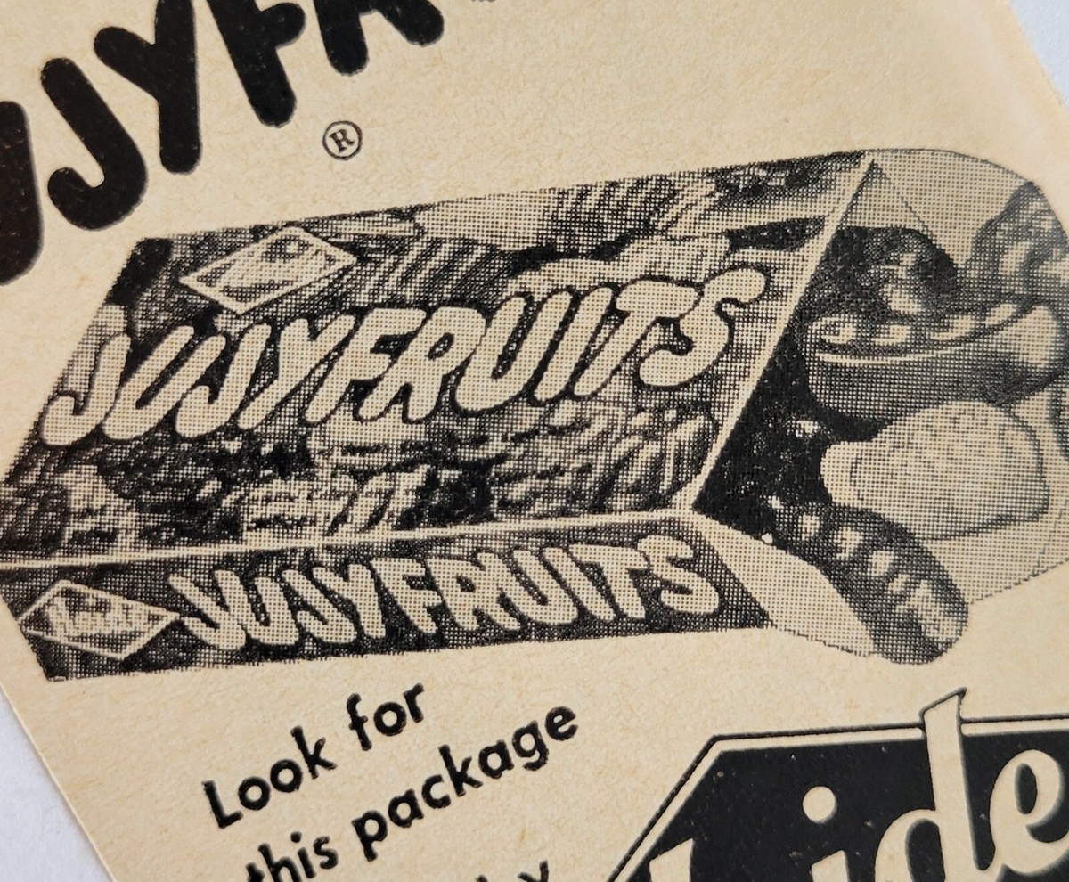 ぜいたくフルーツ  5set 1957 Jujyfruits Wonderful Candy Print Ad 2.5 x 6.5