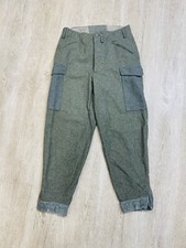 SWEDISH ARMY 100 Wool Trousers Cargo Pants WWII M 32'' W, 28'' I, 12'' R