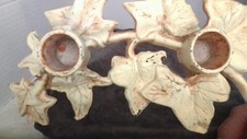 Wilton Cast Iron Double Candleholder Cream Ivy Leaves Fall Decor Awesome Vintage