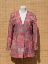 true vintage Blazer Jacke STEILMANN Gehrock Baumwolle Seide Blumen 70er Gr. 38