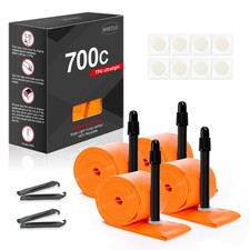 4-Pack 700C 18-32C TPU Inner Tubes, Presta Valves Ultralight 45mm, Orange