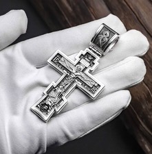 Massive Silver 925 Clergy Pectoral Cross Priest Crucifix Eastern Orthodox Greek