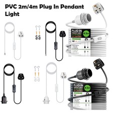2m/ 4.5m PVC Cable kit Plug-In Pendant Light with ON/OFF Switch E27 E14 Lamp Set
