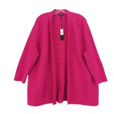NWT TALBOTS Pink Cable Knit Open Front Cardigan 100 Cotton Size 3X