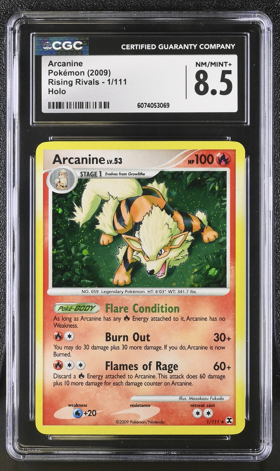CGC 8.5 Arcanine 2009 Rising Rivals 1/111 Holo Pokemon Card