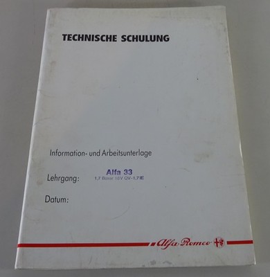 Schulungsunterlage Alfa Romeo Alfa 33 1,7 Boxer 16V QV - 1,7 i.e. Stand 03/1990