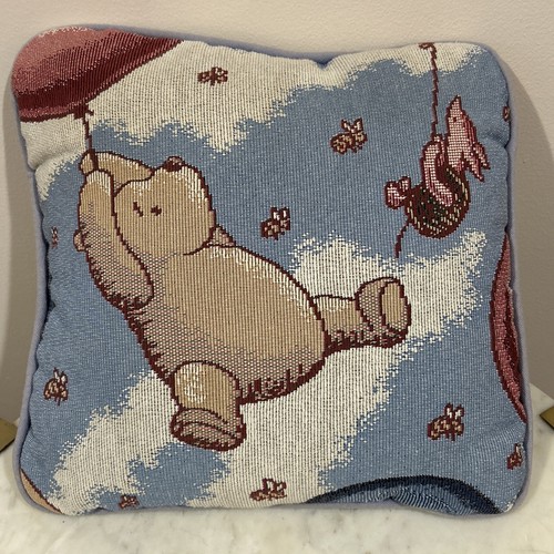 Vintage DISNEY Winnie The Pooh Piglet Tapestry Pillow Balloon Blustery Day 15"