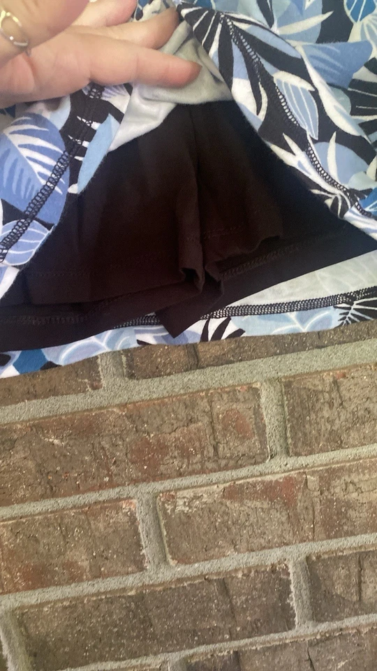 Skort Jones NY Pequeno Pull-On Signature Folha Azul Floral Tropical com Bolso Frontal - Imagem 2 de 4