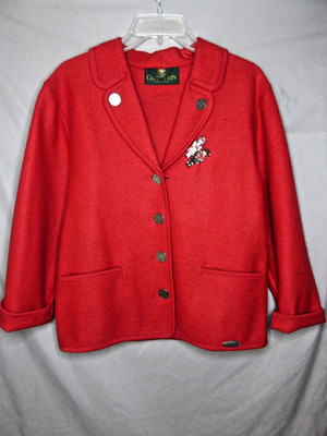 GIESSWEIN WOOL JACKET Red Children's Size 12 w/ Decorative Pins