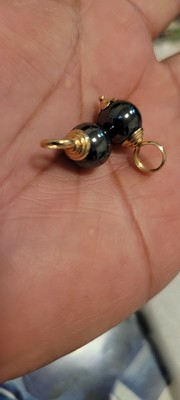 10k/14k Hämatit? Onxy? Paar Kugel Rund Gold Charms