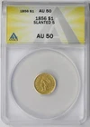 1856 Slanted 5 Indian Princess Large Head Gold Dollar $1 AU 50 ANACS