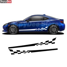 Car Side Stripes Skirt Stickers For Toyota Gt86 Checkered Graphic Vinyl Decal Car Side Stripes Skirt Stickers For Toyota Gt86 Checkered Graphic Vinyl Decal