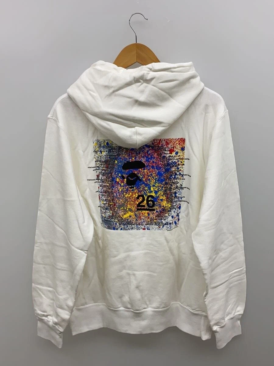 A BATHING APE (BAPE) Felpa con cappuccio BAPE A BATHING APE XL bianca cotone grafica #ED AZA