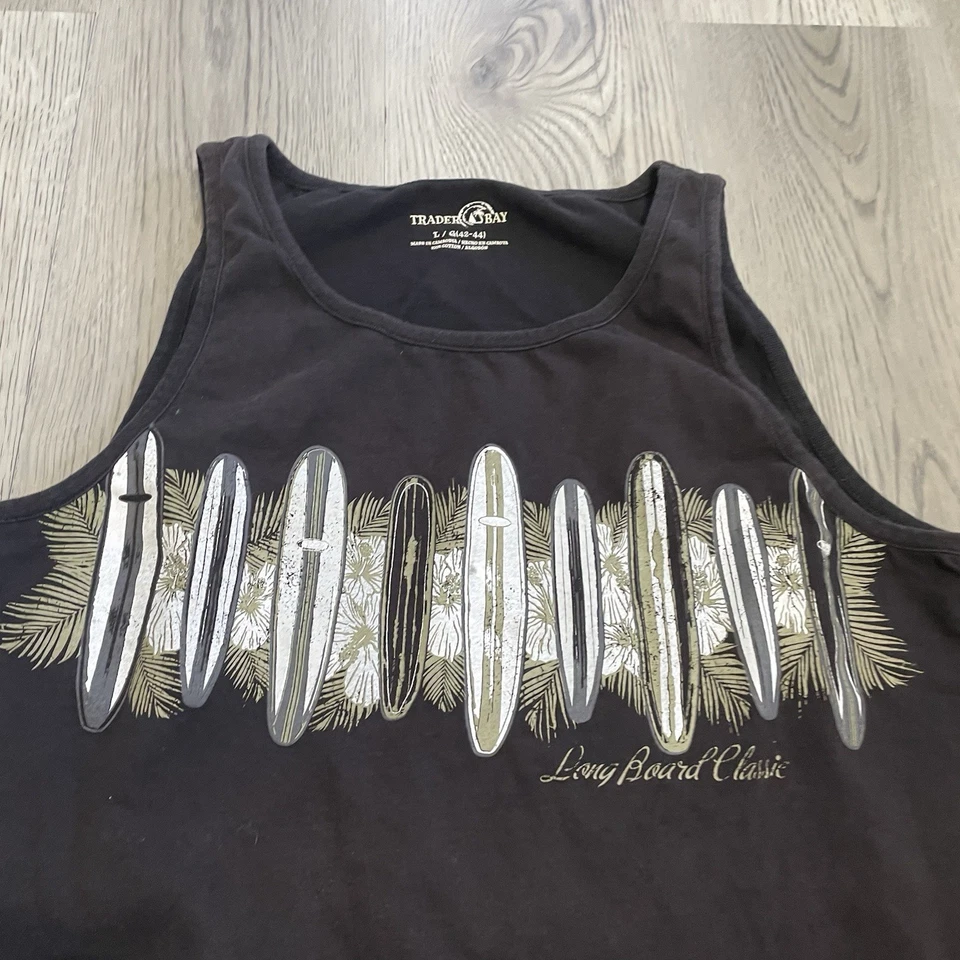 Y2K Surf Tank Top Adult Large Black Sleeveless Tee Surfer Beach Summer Vintage - Image 2 of 4