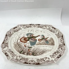 Vintage Johnson Brothers Wild Turkeys Flying 20.5" Serving Platter
