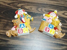 Vtg 1991 3136 Burwood Nursery Wall Decor / Clowns with ABC Blocks and Toys