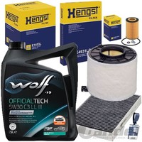 Hengst Filterset+Wolf 5W30 ÖL Passend FüR 2.0 30 35 40 TDI Audi A4 B9 A5 F53 Q5