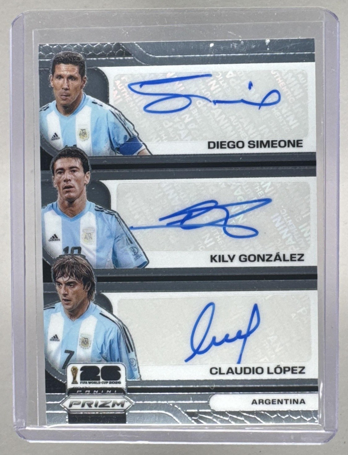 Simeone Lopez Gonzalez 2026 Panini Prizm World Cup #25 Silver Trio Auto /75