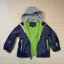 London Fog Kids Navy Blue Green Inside Hooded Windbreaker Jacket Size 4T EUC