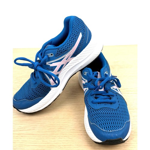 ASICS Contend 7 Kids Blue Pink Athletic Running Shoes Size 3.5 Youth - Picture 1 of 8