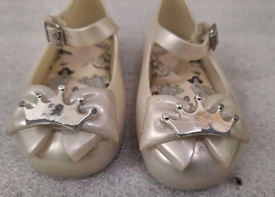 Mini Melissa Girls Bow Crown Sandals Disney Ultimate Princess Shoes Size 7