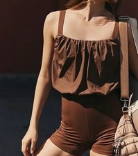 FREE PEOPLE Movement  Bubble Trouble Bodysuit Black Walnut Size XS New