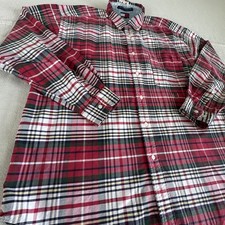 Tommy Hilfiger Men's Large Red Plaid 100 Cotton Long Sleeve Shirt