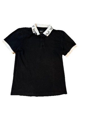 Huf Black Polo With White Collar Size Medium