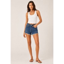 AGOLDE Womens Parker Long Denim Shorts 23 Button Fly Organic Cotton Cut Off