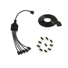 4 Pins Black RGB LED Splitter Cable LED Strip Connector 5 Way Splitter Y Spli...