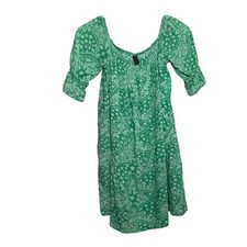 Valja Dress Women's Small Green Paisley Short Sleeve Printed Boho Casual