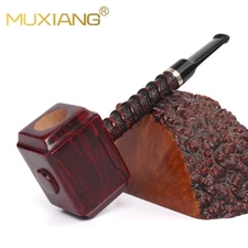 MUXIANG Handmade Poker Pipe Smooth Briar Wooden Tobacco Smoking Pipe Hammer Pipe