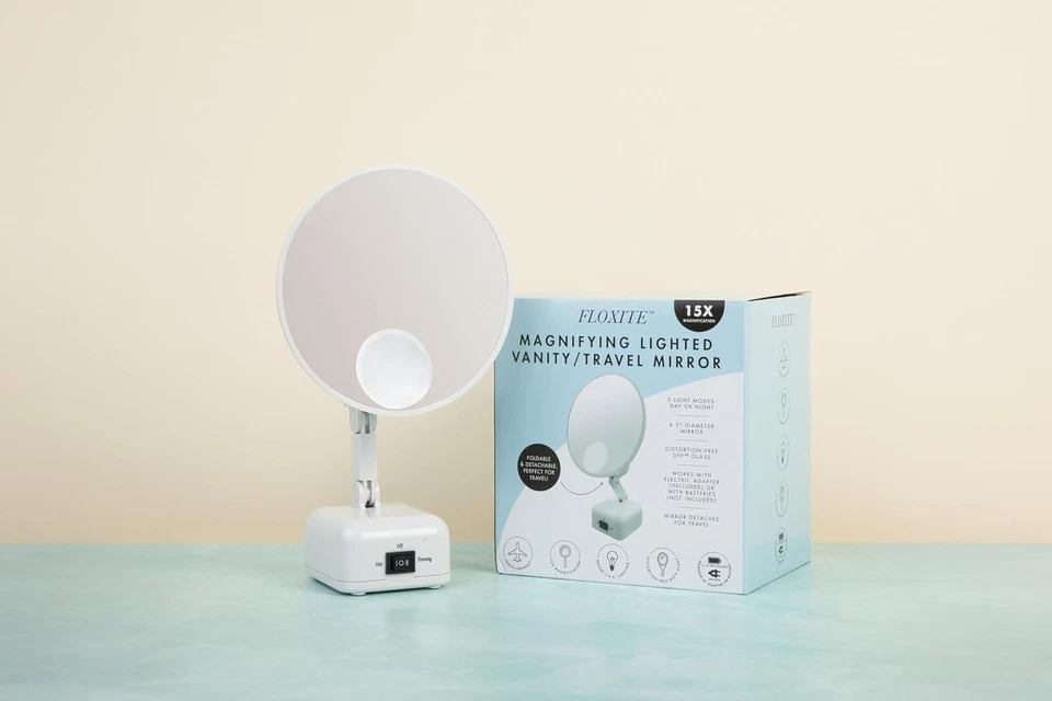 15X Magnification Lighted Mirror for Makeup & Grooming - Image 4 of 4