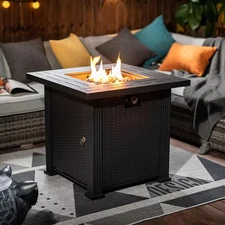 28 In. Steel Outdoor Propane Fire Pit, Electronic Ignition 40000 BTU Gas Fire Pi