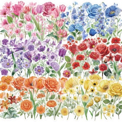 300 Pcs Transparent Flower Stickers for Scrapbooking, Journaling, Crafting