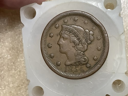 1854 Large Cent *Retired Dealer, Old Stock* Super Neat Die Rotation On Reverse - Picture 2 of 4